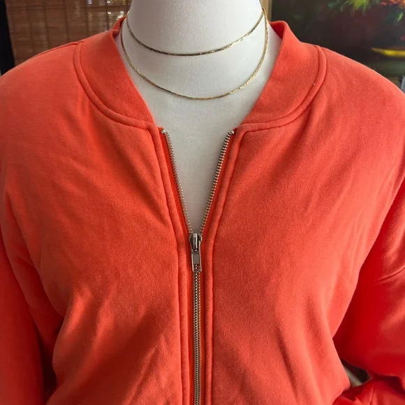 Jones New York Orange Bomber Jacket Zipper - Picture 7 of 14
